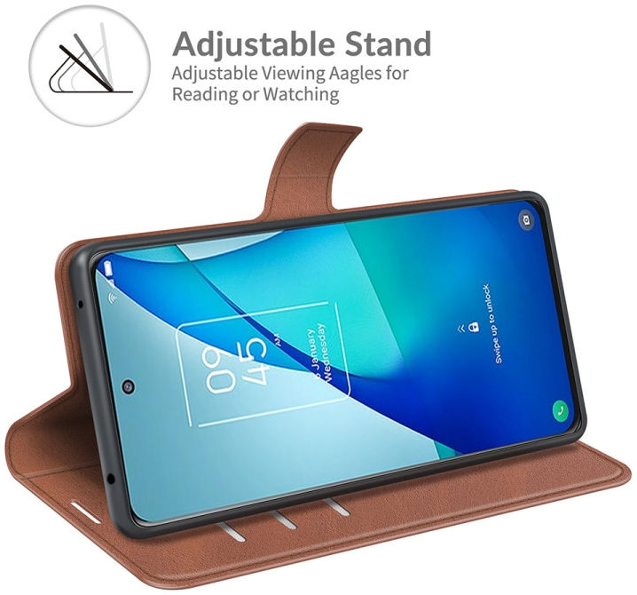 TCL 20 5G Hoesje Wallet Book Case Kunstleer Bruin afbeelding 5