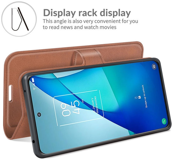 TCL 20 5G Hoesje Wallet Book Case Kunstleer Bruin afbeelding 6