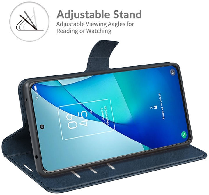 TCL 20 5G Hoesje Wallet Book Case Kunstleer Blauw afbeelding 6