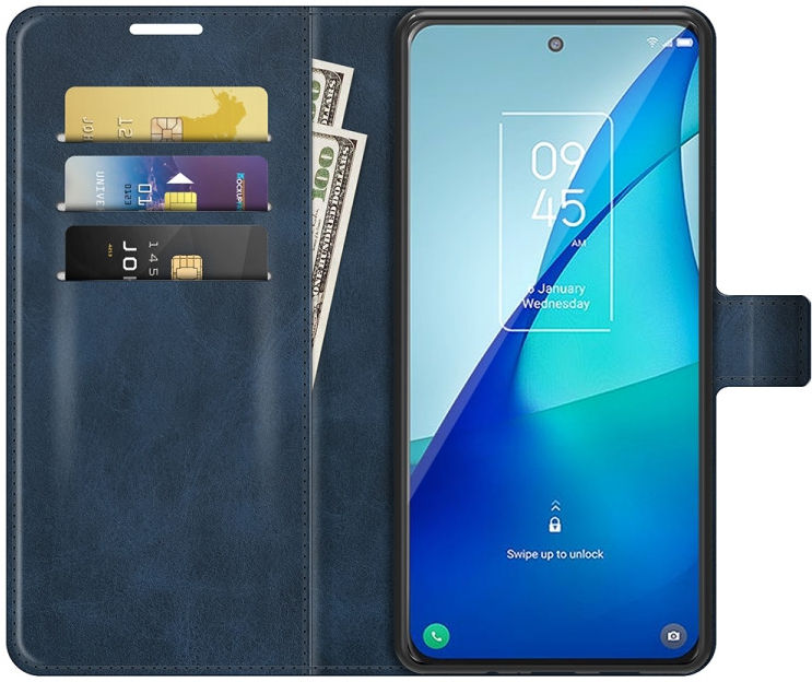 TCL 20 5G Hoesje Wallet Book Case Kunstleer Blauw afbeelding 1