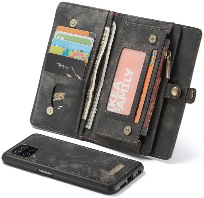 CaseMe 008 Samsung Galaxy A12 Hoesje Book Case en Back Cover Zwart afbeelding 1