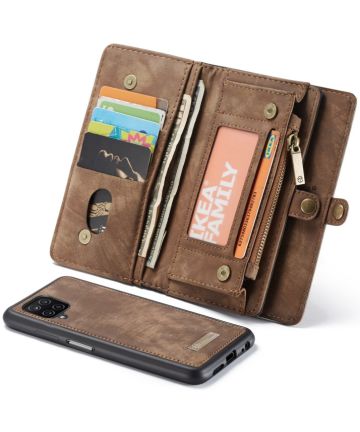 CaseMe 2-in-1 Samsung Galaxy A12 Hoesje Book Case en Back Cover Bruin Hoesjes