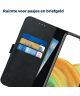 Rosso Deluxe Samsung Galaxy A33 Hoesje Echt Leer Book Case Zwart
