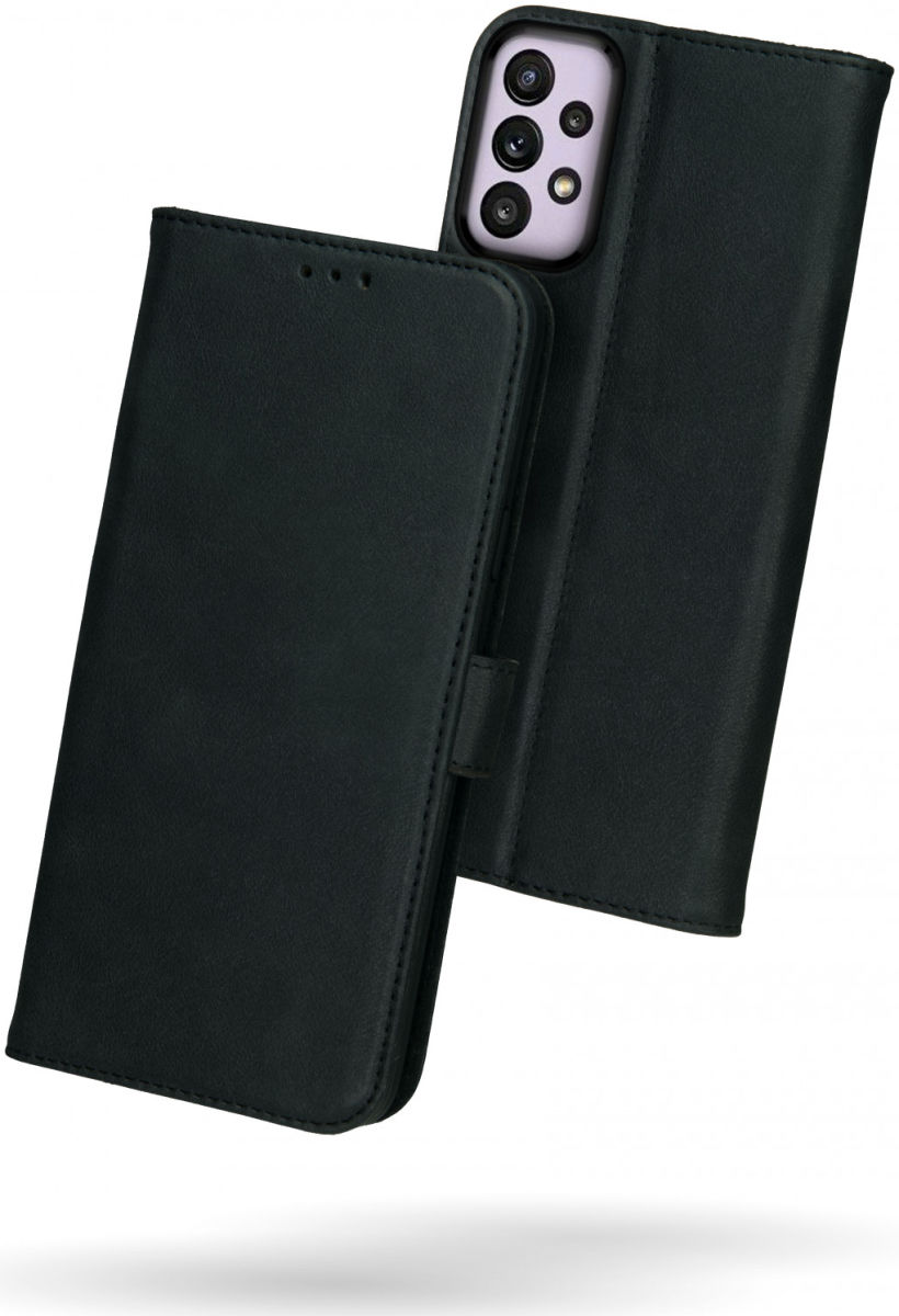 Rosso Deluxe Samsung Galaxy A33 Hoesje Echt Leer Book Case Zwart afbeelding 2