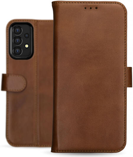 Rosso Deluxe Samsung Galaxy A53 Hoesje Echt Leer Book Case Bruin afbeelding 8