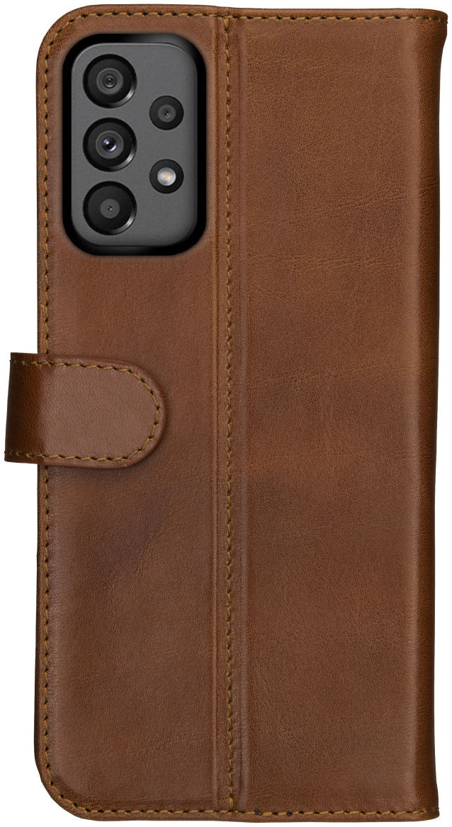 Rosso Deluxe Samsung Galaxy A73 Hoesje Echt Leer Book Case Bruin afbeelding 9