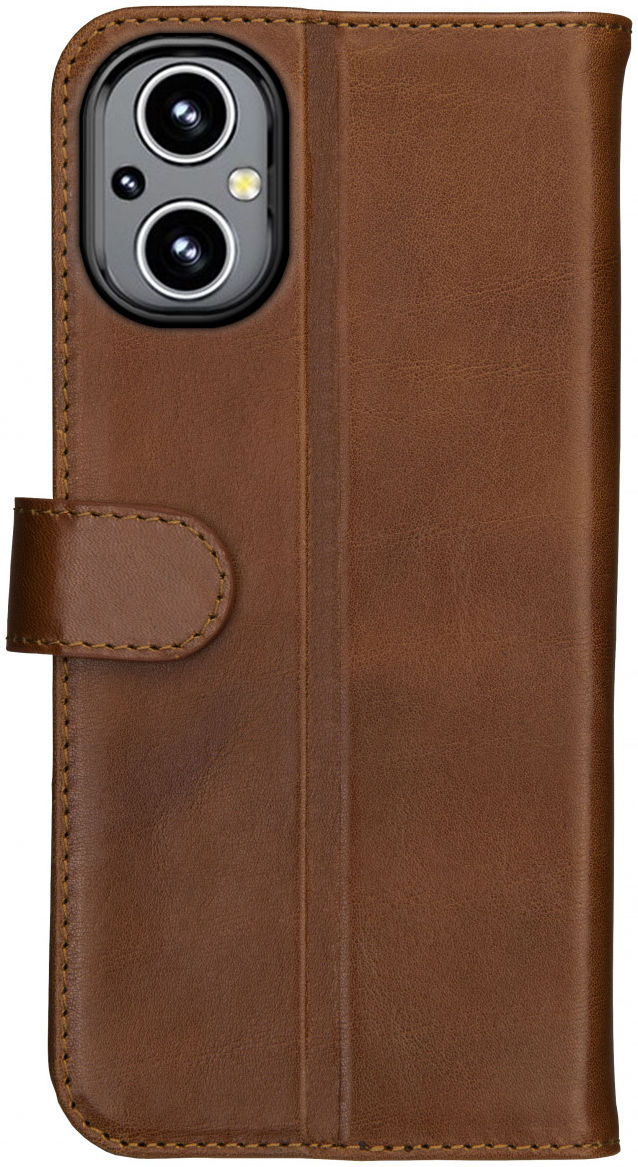 Rosso Deluxe Oppo Reno 8 Lite Hoesje Echt Leer Book Case Bruin afbeelding 2
