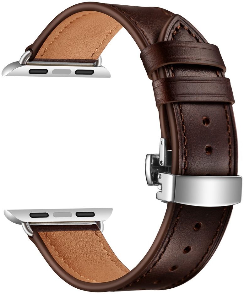 Apple Watch 1-10/SE/Ultra - 49/45/44/42MM - Leren Bandje met Metalen Sluiting afbeelding 4