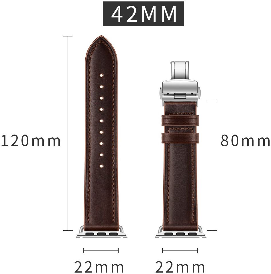 Apple Watch 1-10/SE/Ultra - 49/45/44/42MM - Leren Bandje met Metalen Sluiting afbeelding 9