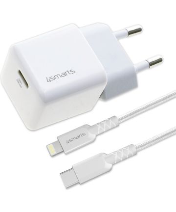 4smarts 30W USB-C Snellader met Apple Lightning Kabel 1.5M MFi Wit Opladers
