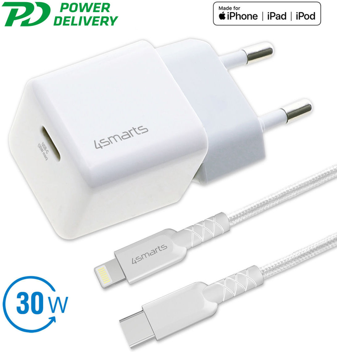 4smarts 30W USB-C Snellader met Apple Lightning Kabel 1.5M MFi Wit afbeelding 17