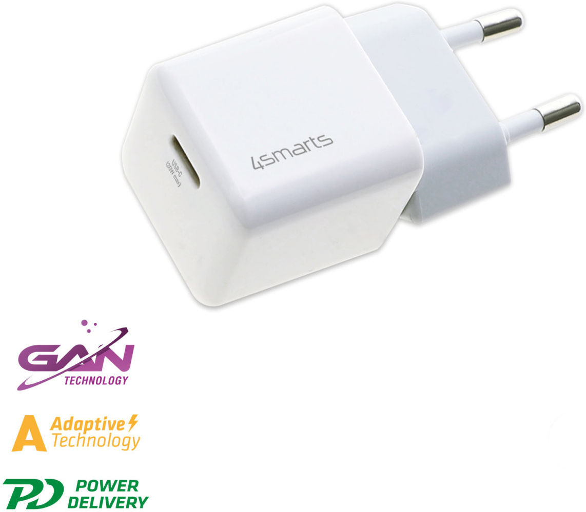 4smarts VoltPlug Mini 30W Compacte USB-C Power Delivery Adapter Wit afbeelding 2