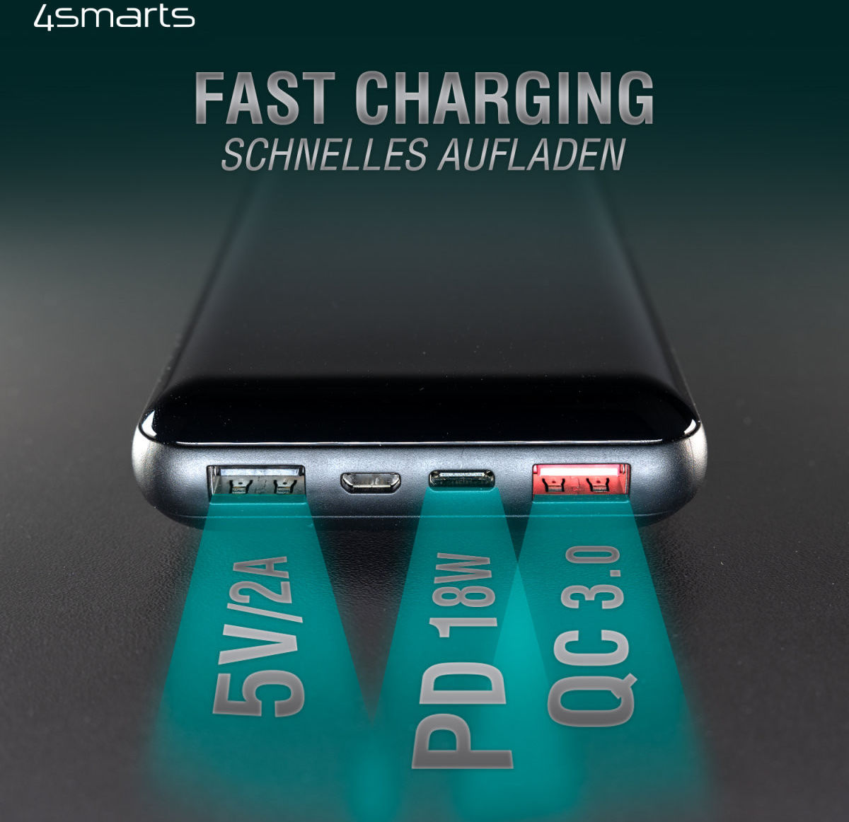 4smarts Powerbank 10.000 mAh Fast Charge 18W met Draadloos Opladen 15W afbeelding 4
