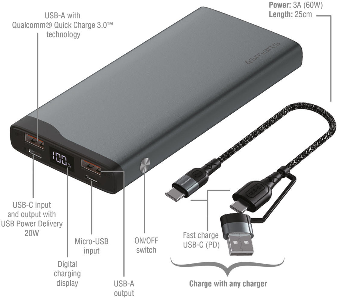 4smarts Fast Charge Powerbank 10.000 mAh 22.5W Quick Charge en PD afbeelding 5
