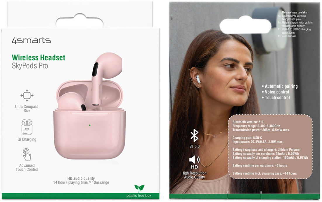 4smarts SkyBuds Pro TWS Bluetooth Headset Draadloze Oordopjes Roze afbeelding 15