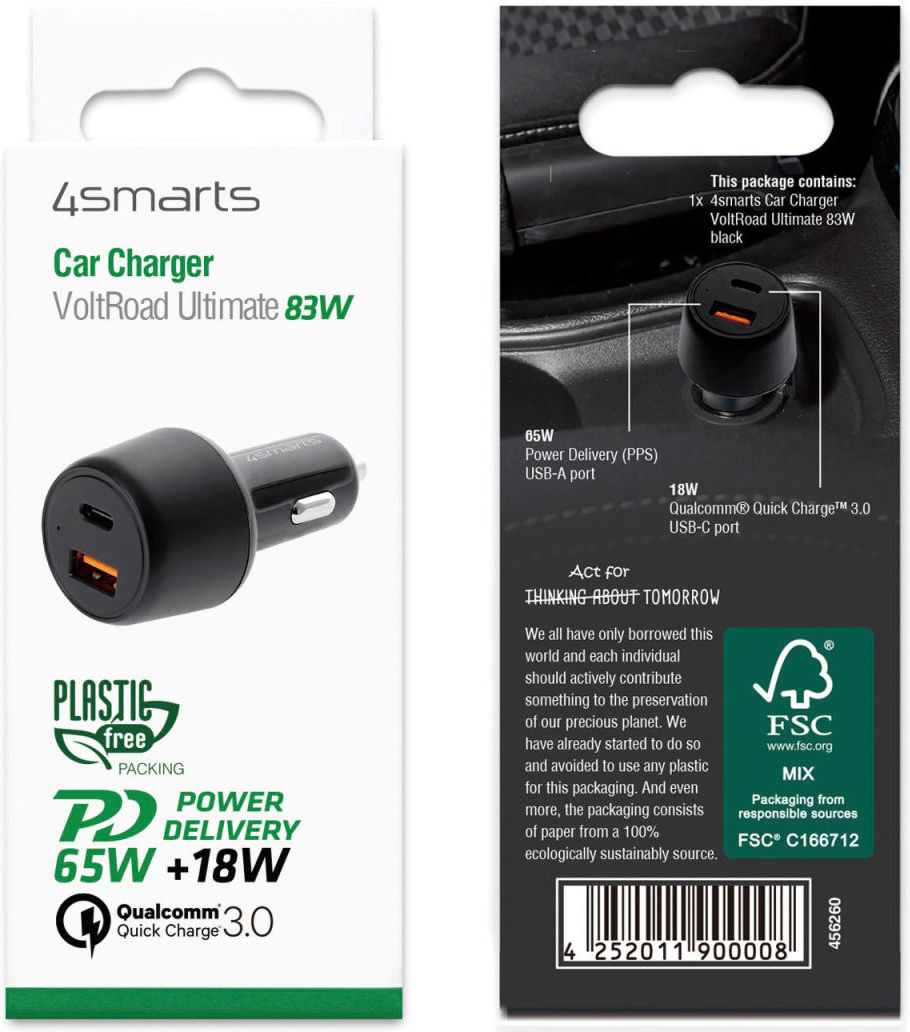 4smarts Fast Charge Auto Snellader 83W met PD en Quick Charge Zwart afbeelding 13