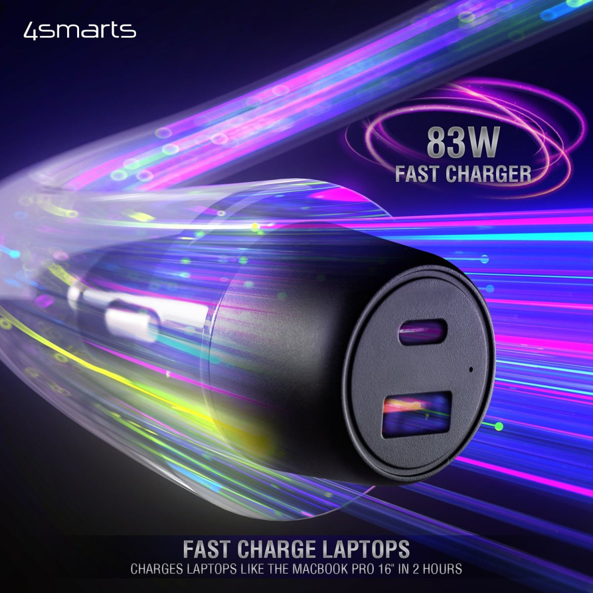 4smarts Fast Charge Auto Snellader 83W met PD en Quick Charge Zwart afbeelding 5
