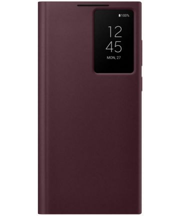 Origineel Samsung S22 Ultra Hoesje Smart Clear View Cover Burgundy Hoesjes