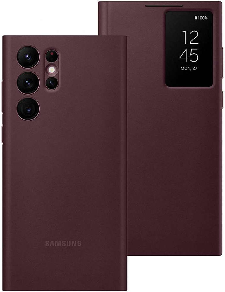 Origineel Samsung S22 Ultra Hoesje Smart Clear View Cover Burgundy afbeelding 5