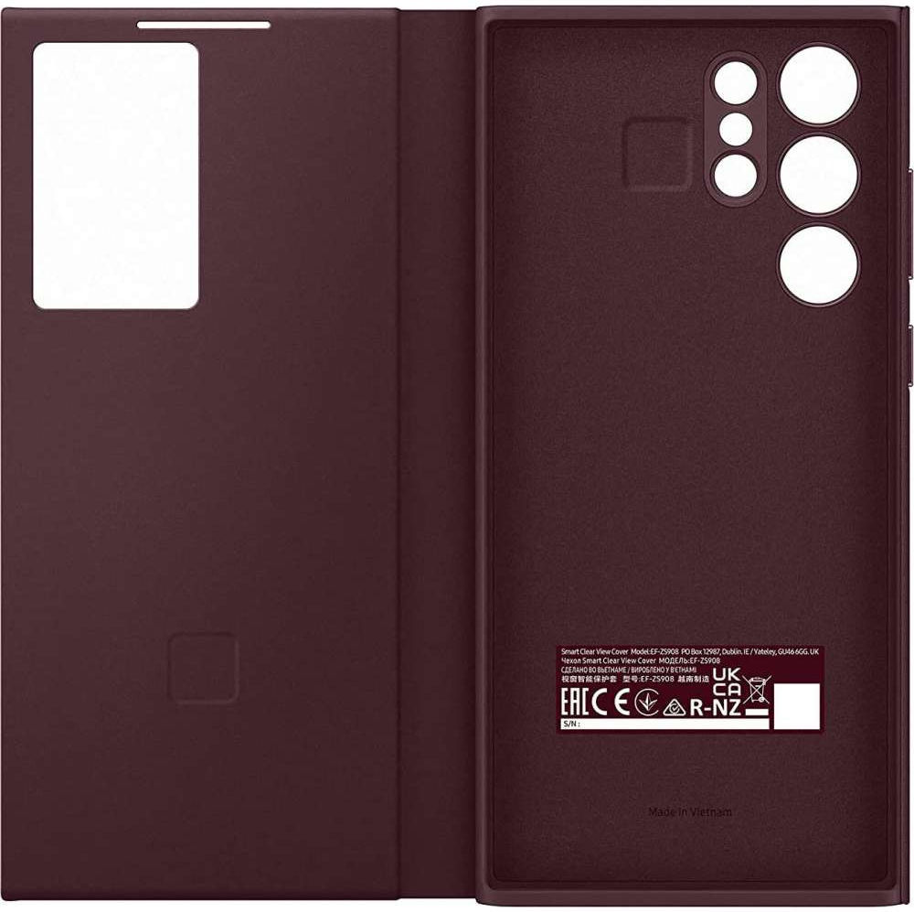 Origineel Samsung S22 Ultra Hoesje Smart Clear View Cover Burgundy afbeelding 3