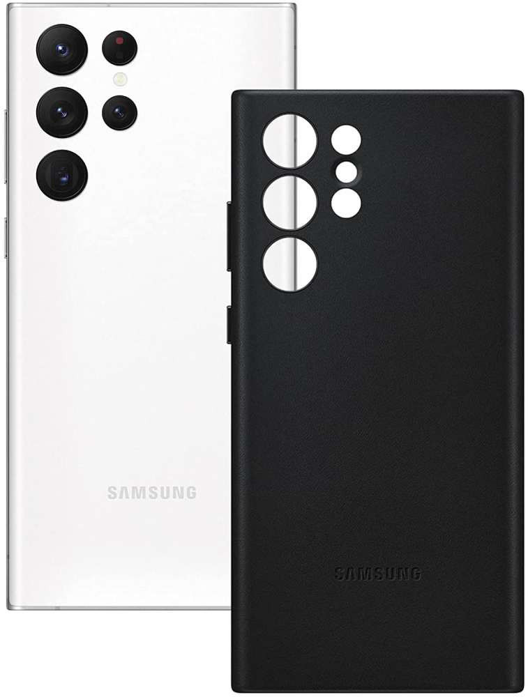Origineel Samsung Galaxy S22 Ultra Hoesje Leather Back Cover Zwart afbeelding 6
