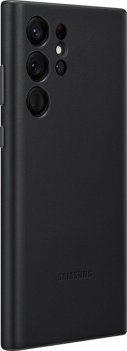 Origineel Samsung Galaxy S22 Ultra Hoesje Leather Back Cover Zwart afbeelding 2