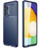 Samsung Galaxy A33 Hoesje Siliconen Carbon TPU Back Cover Blauw