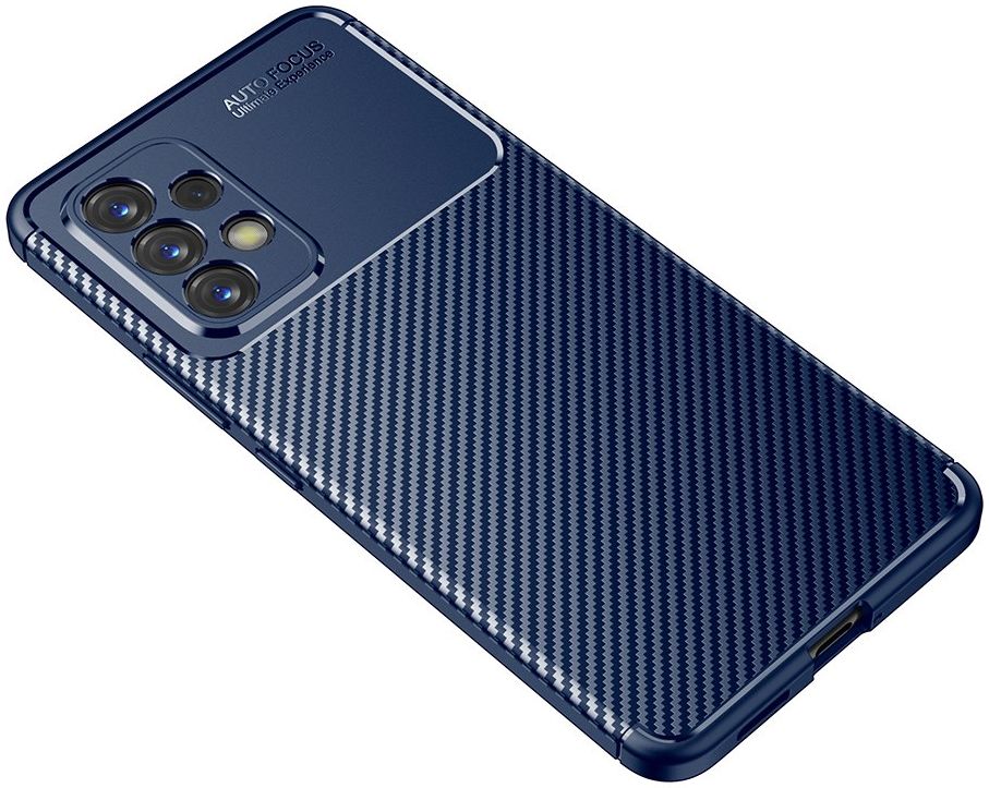 Samsung Galaxy A53 Hoesje Siliconen Carbon TPU Back Cover Blauw afbeelding 5