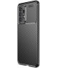 Samsung Galaxy A73 5G Hoesje Siliconen Carbon TPU Back Cover Zwart