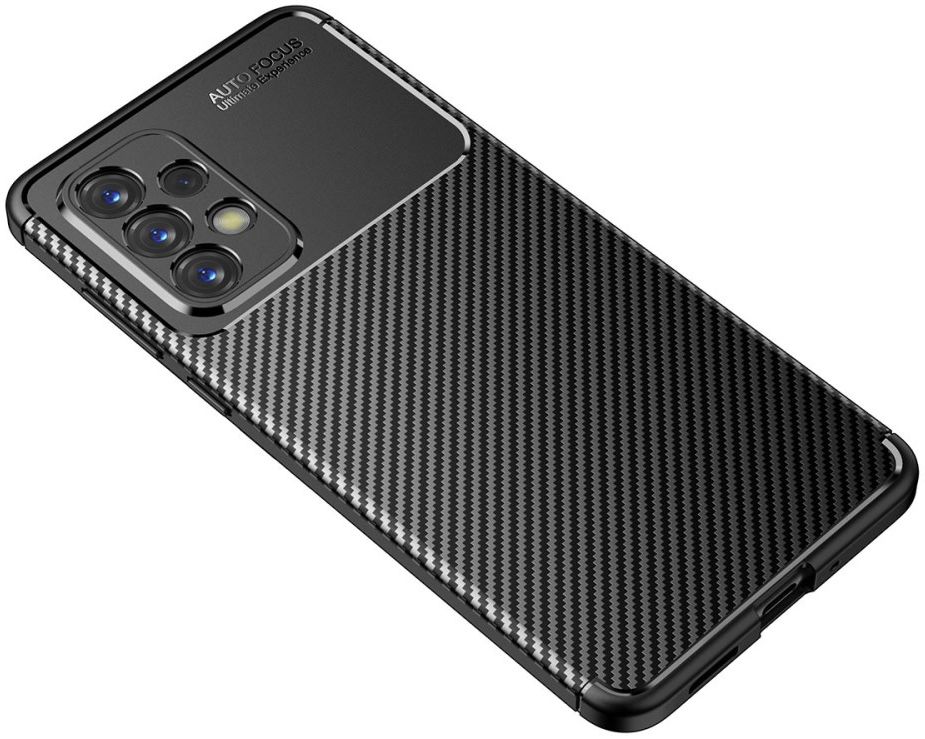 Samsung Galaxy A73 5G Hoesje Siliconen Carbon TPU Back Cover Zwart afbeelding 4