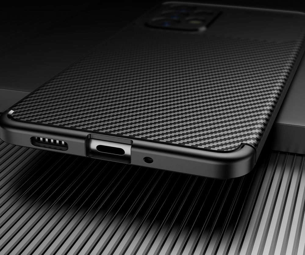 Samsung Galaxy A73 5G Hoesje Siliconen Carbon TPU Back Cover Zwart afbeelding 10