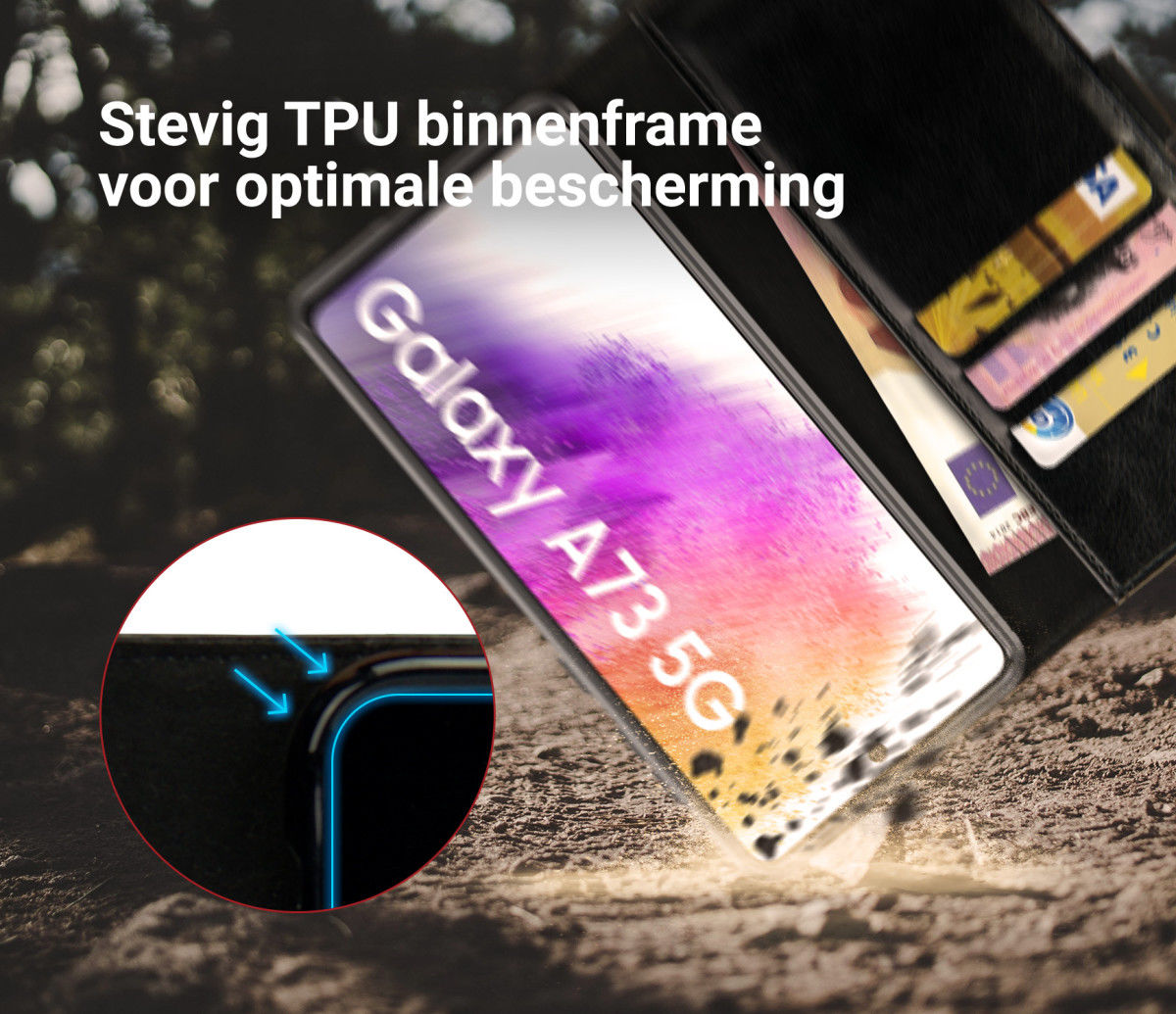 Rosso Element Samsung Galaxy A73 Hoesje Book Cover Zwart afbeelding 4