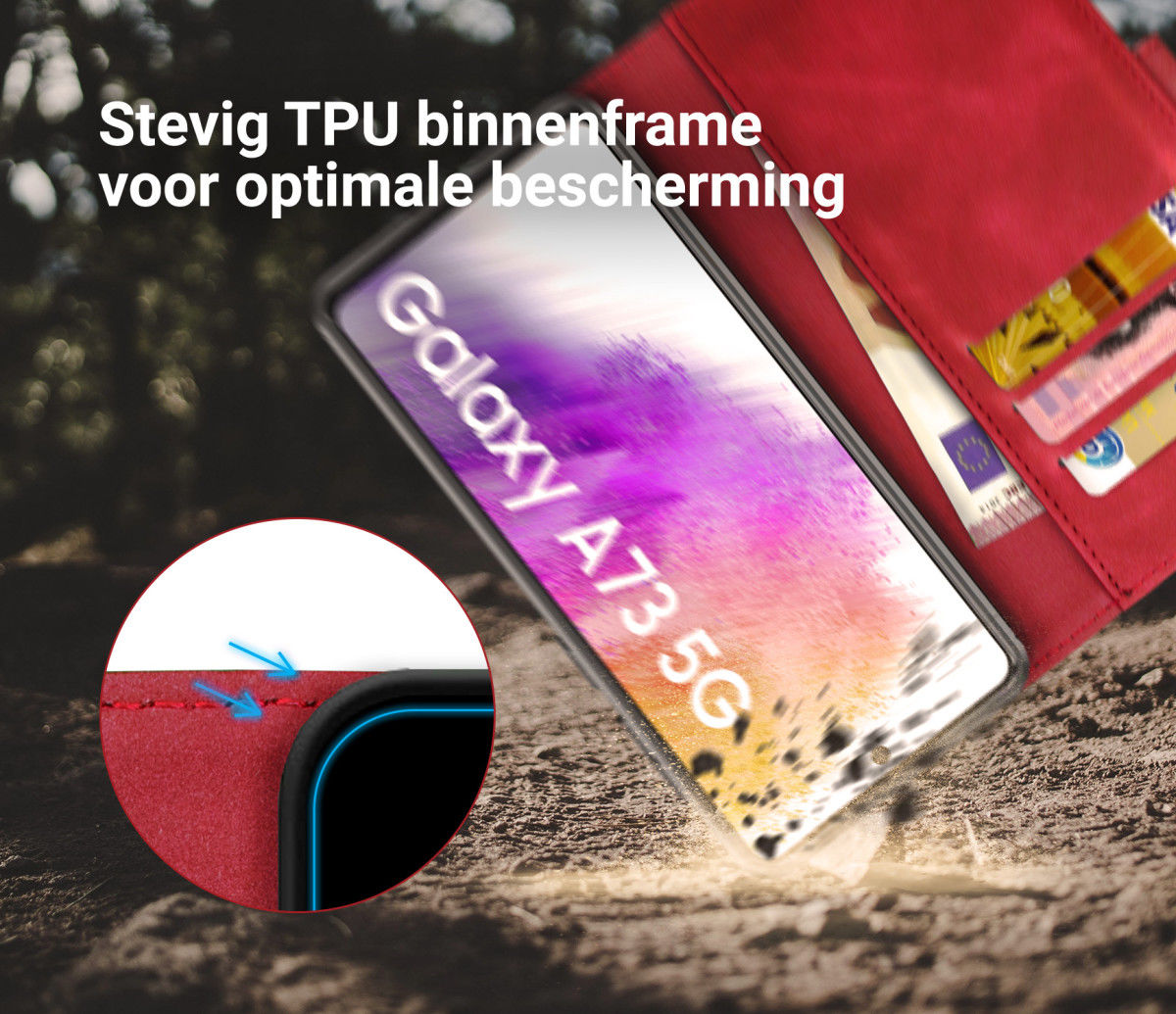 Rosso Element Samsung Galaxy A73 Hoesje Book Cover Rood afbeelding 3
