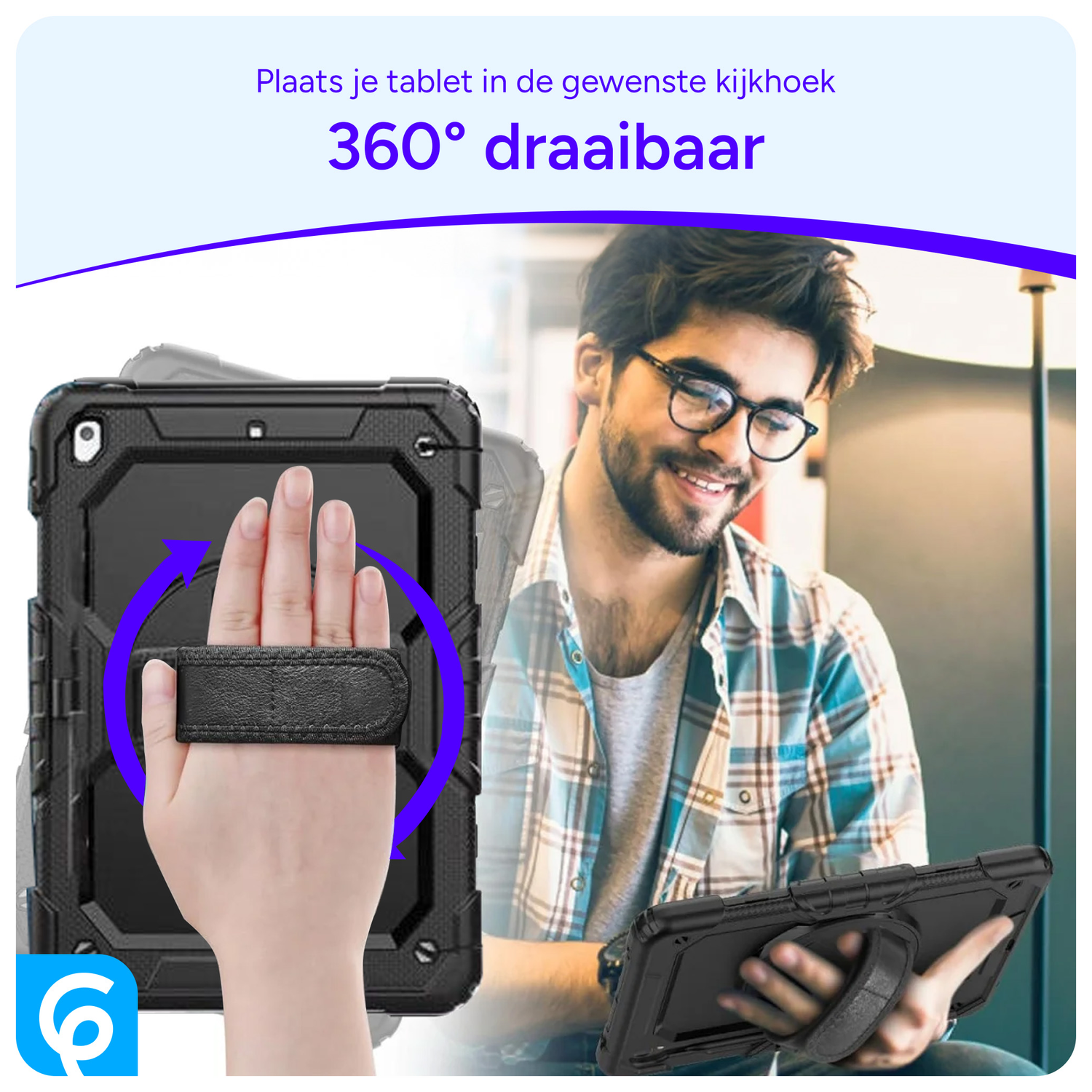 Apple iPad 9.7 (2017/2018) / Air 2 Hoes met Screen Protector en Handriem Zwart afbeelding 7