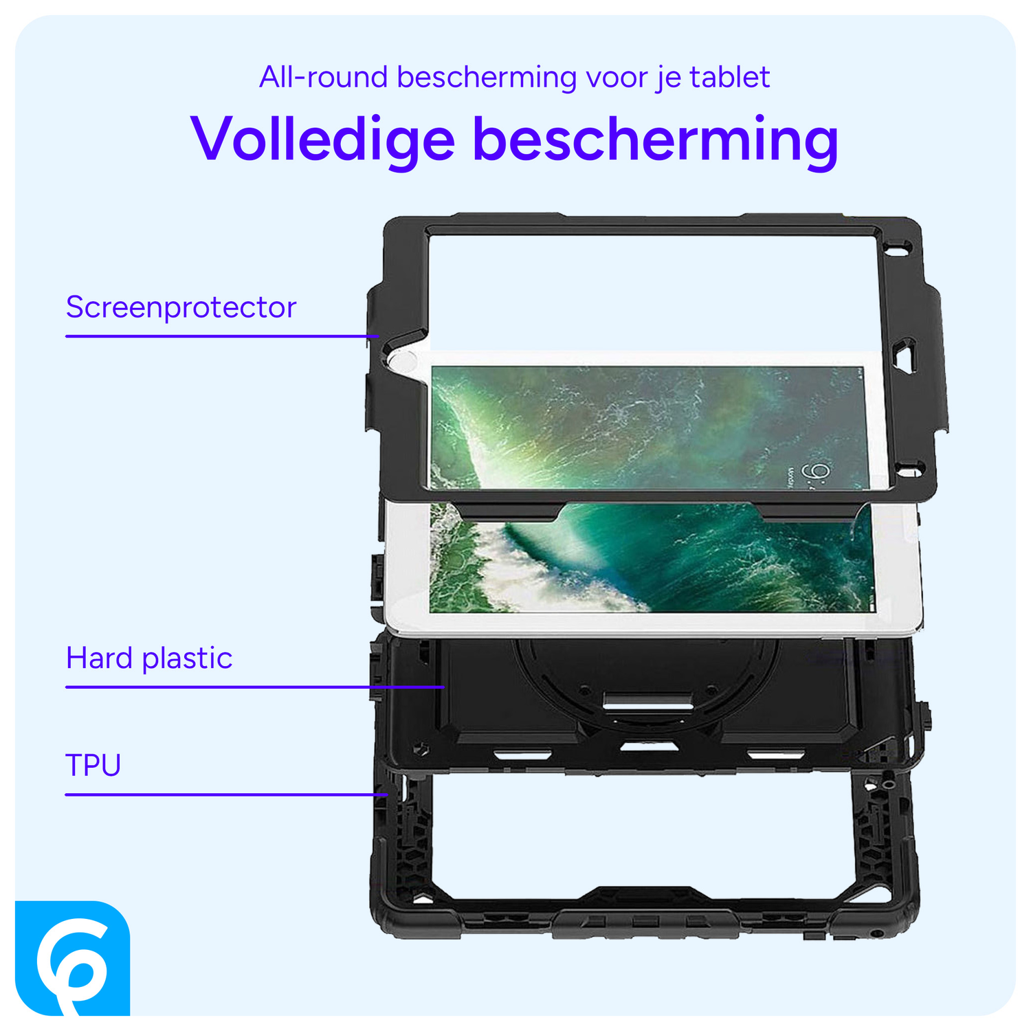 Apple iPad 9.7 (2017/2018) / Air 2 Hoes met Screen Protector en Handriem Zwart afbeelding 8