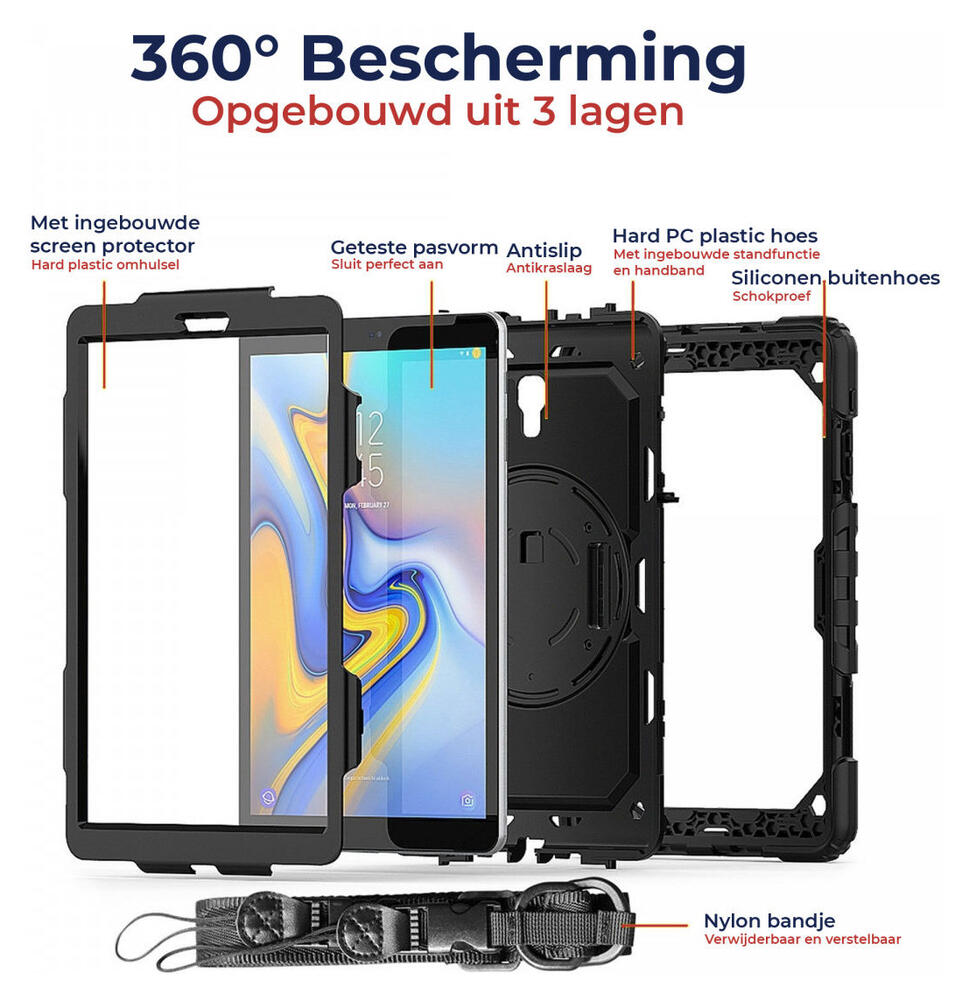 Samsung Galaxy Tab A 10.5 Hoes met Screenprotector en Handriem Zwart afbeelding 2