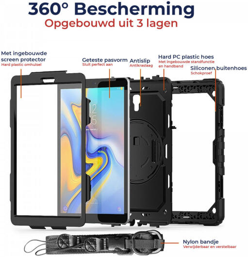Samsung Galaxy Tab A 10.5 Hoes met Screenprotector en Handriem Zwart afbeelding 2