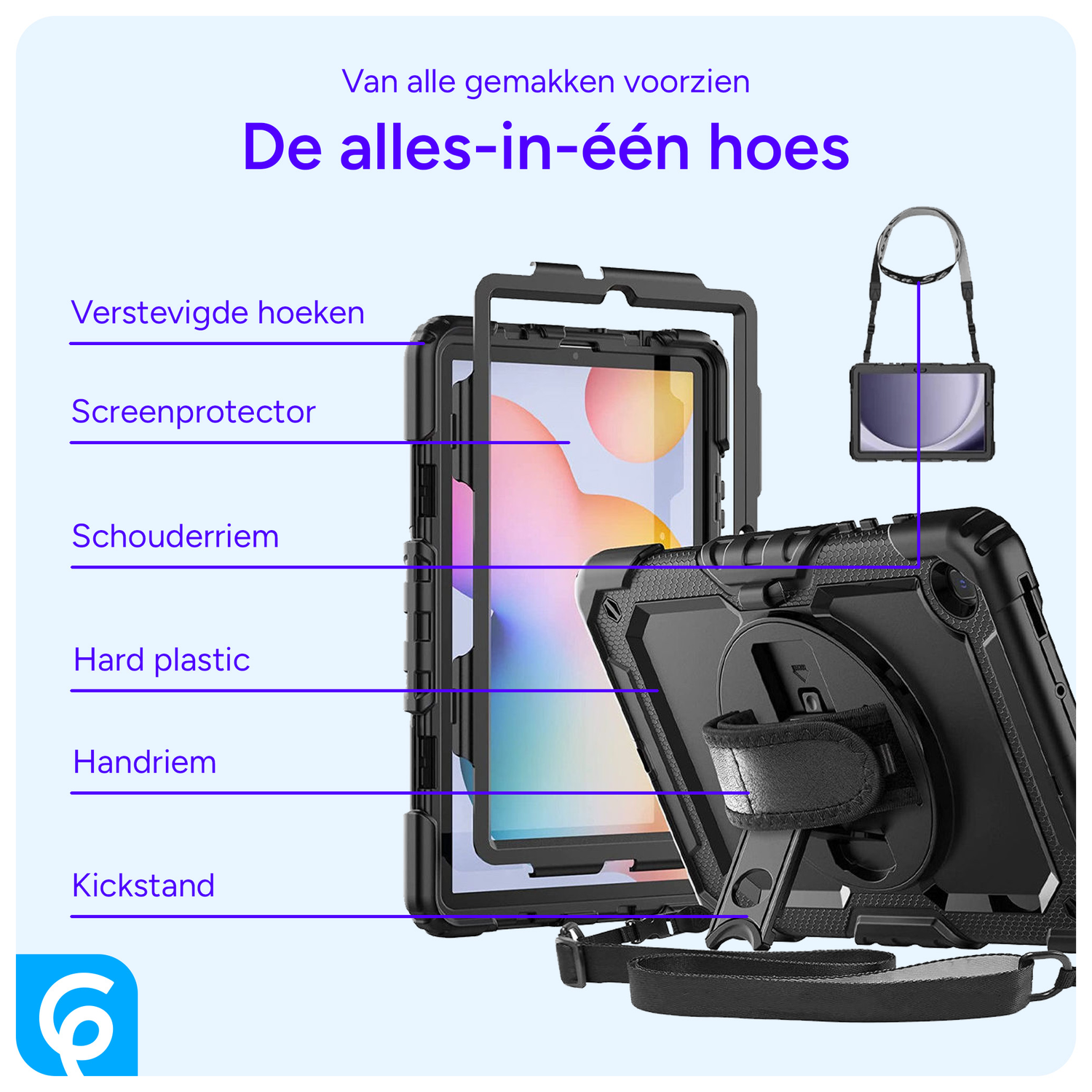 Samsung Galaxy Tab S6 Lite Hoes met Screen Protector en Handriem Zwart afbeelding 5
