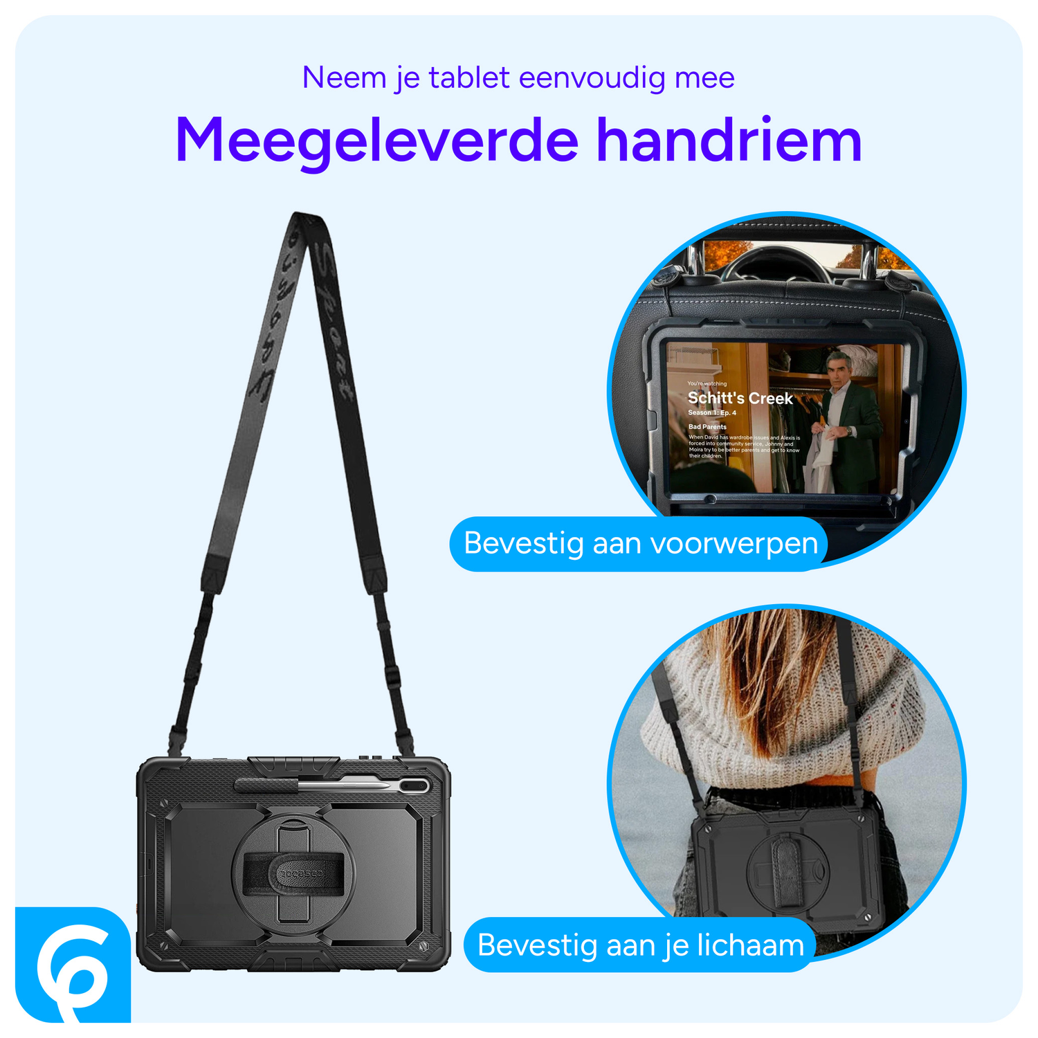 Samsung Galaxy Tab S8+ / S7+ / S7 FE Hoes met Screen Protector en Handriem Zwart afbeelding 6