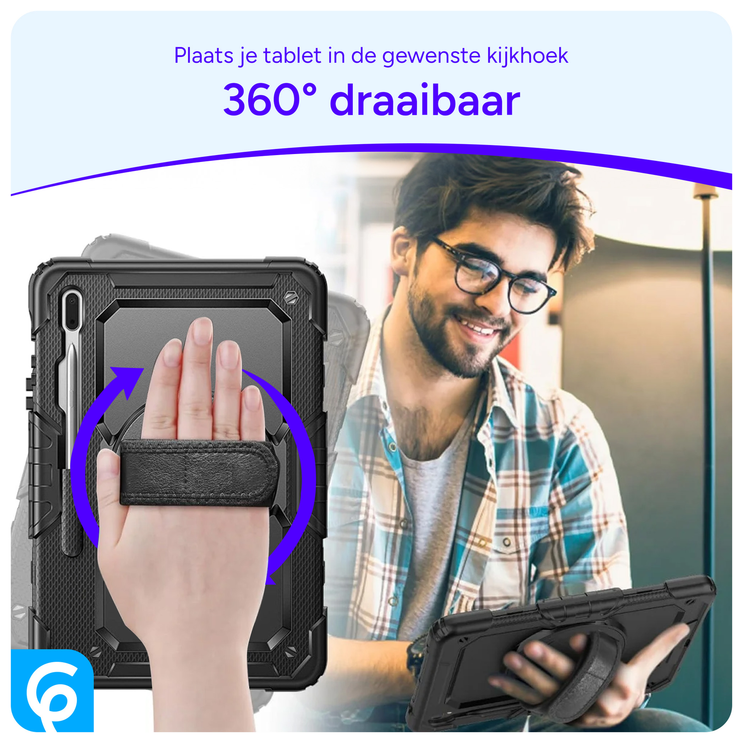 Samsung Galaxy Tab S8+ / S7+ / S7 FE Hoes met Screen Protector en Handriem Zwart afbeelding 8