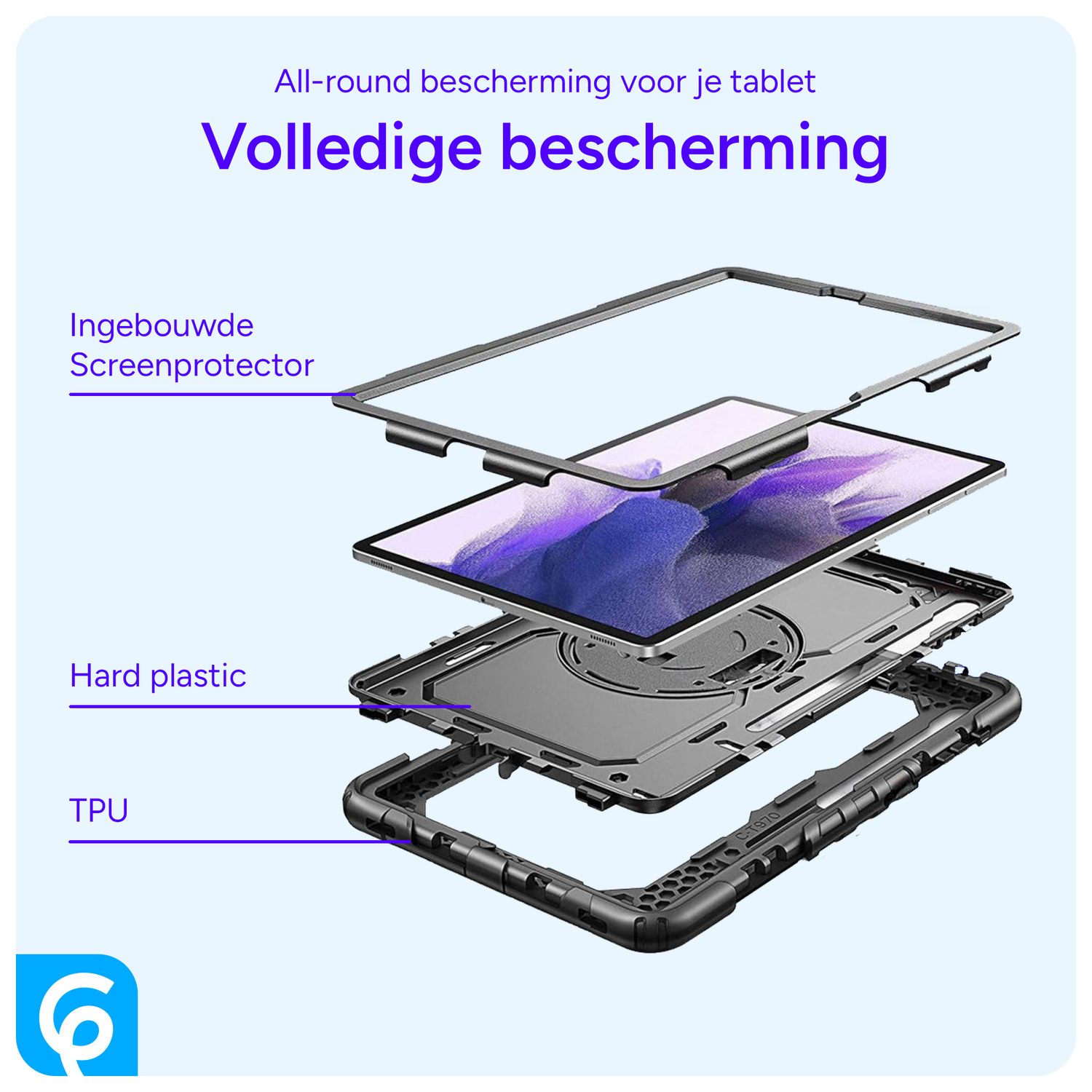 Samsung Galaxy Tab S8+ / S7+ / S7 FE Hoes met Screen Protector en Handriem Zwart afbeelding 9