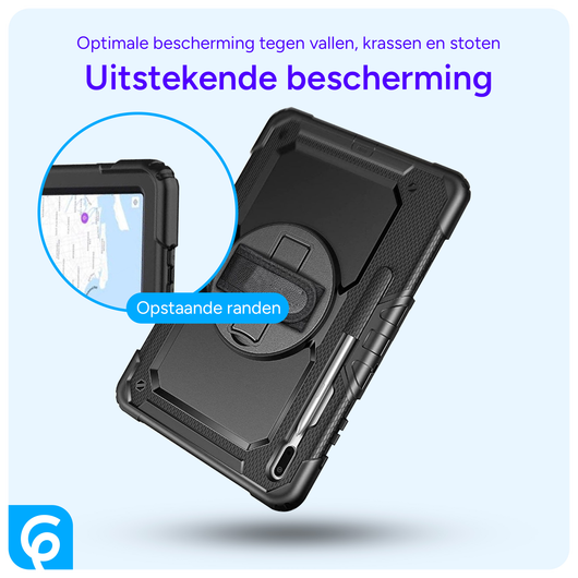 Samsung Galaxy Tab S8+ / S7+ / S7 FE Hoes met Screen Protector en Handriem Zwart afbeelding 2