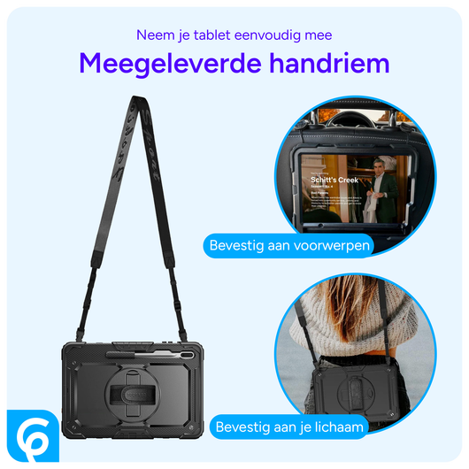 Samsung Galaxy Tab S8+ / S7+ / S7 FE Hoes met Screen Protector en Handriem Zwart afbeelding 6