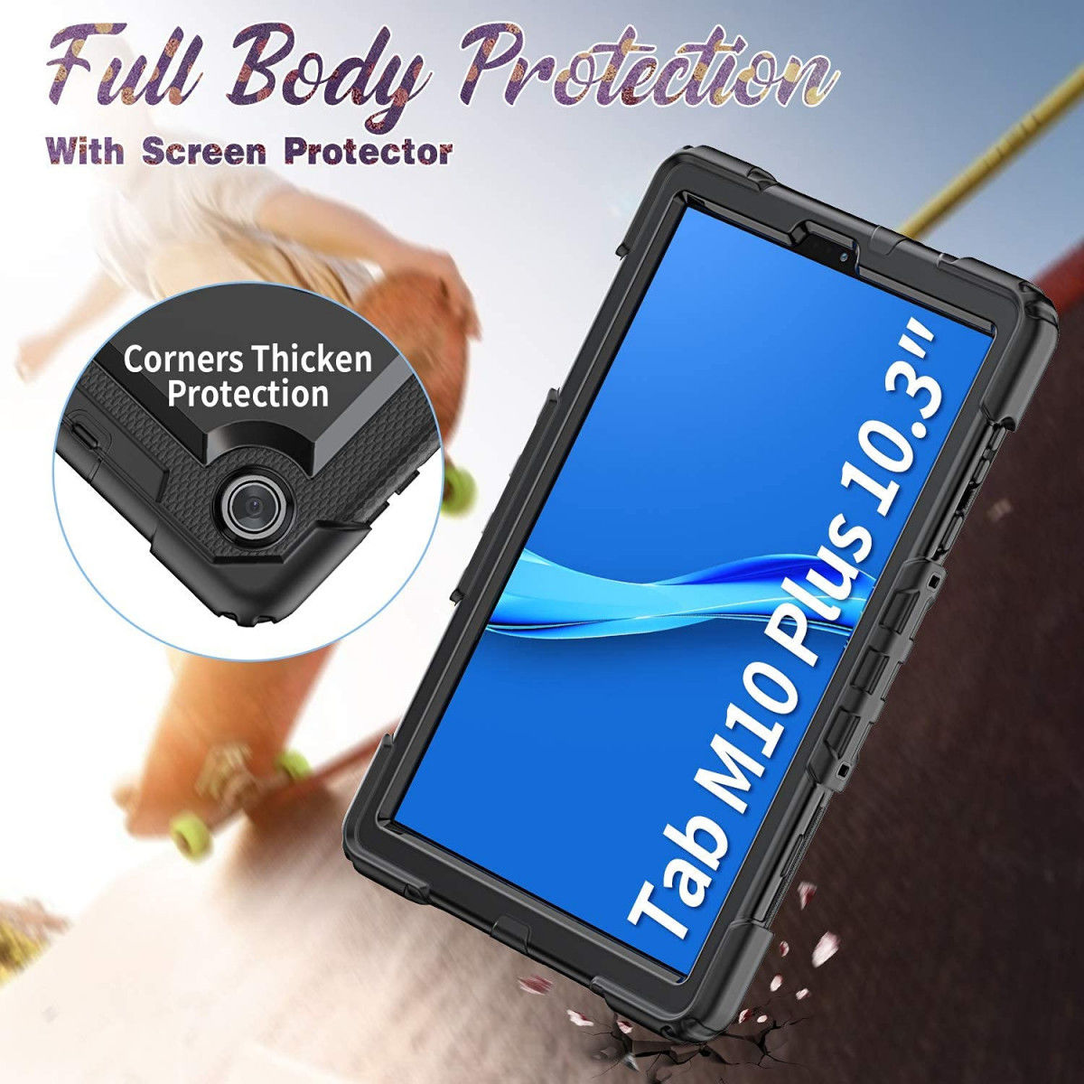 Lenovo Tab M10 Plus / FHD Plus Hoes met Screen Protector en Handriem Zwart afbeelding 13