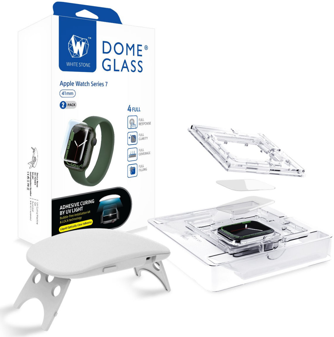 Whitestone Dome Glass Apple Watch 7/8/9 41MM Screenprotector (2-Pack) afbeelding 1