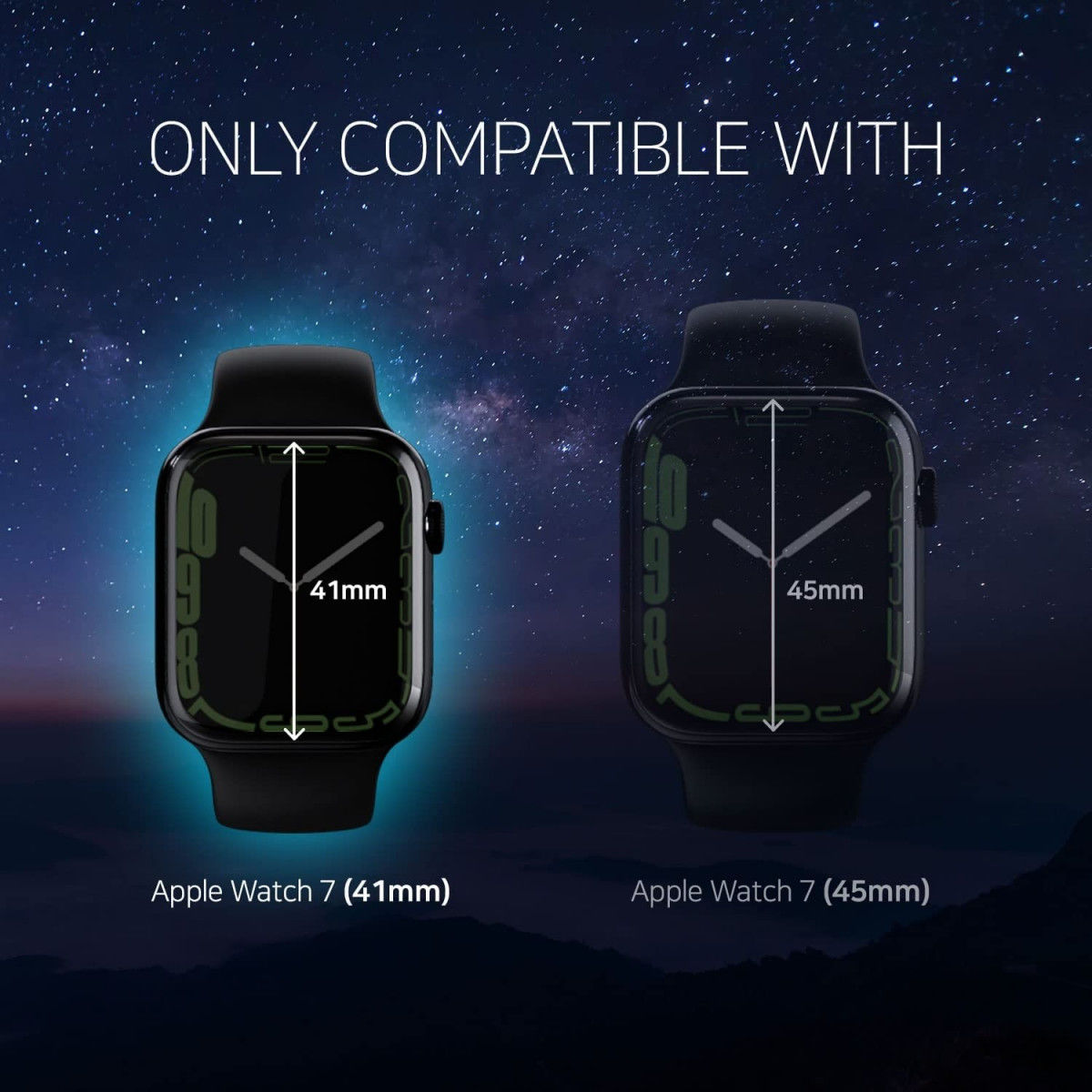 Whitestone Dome Glass Apple Watch 7/8/9 41MM Screenprotector (2-Pack) afbeelding 2