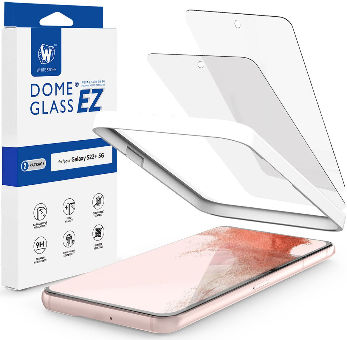 Whitestone EZ Glass Samsung Galaxy S22 Plus Screen Protector (2-Pack) afbeelding 1