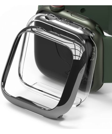 Ringke Slim Apple Watch 7 41MM Hoesje Transparant Zilver (2-Pack) Cases