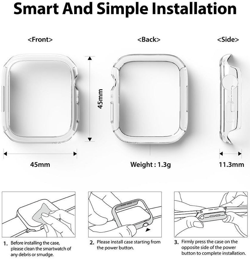 Ringke Slim Apple Watch 7/8/9 45MM Hoesje Transparant Grijs (2-Pack) afbeelding 14