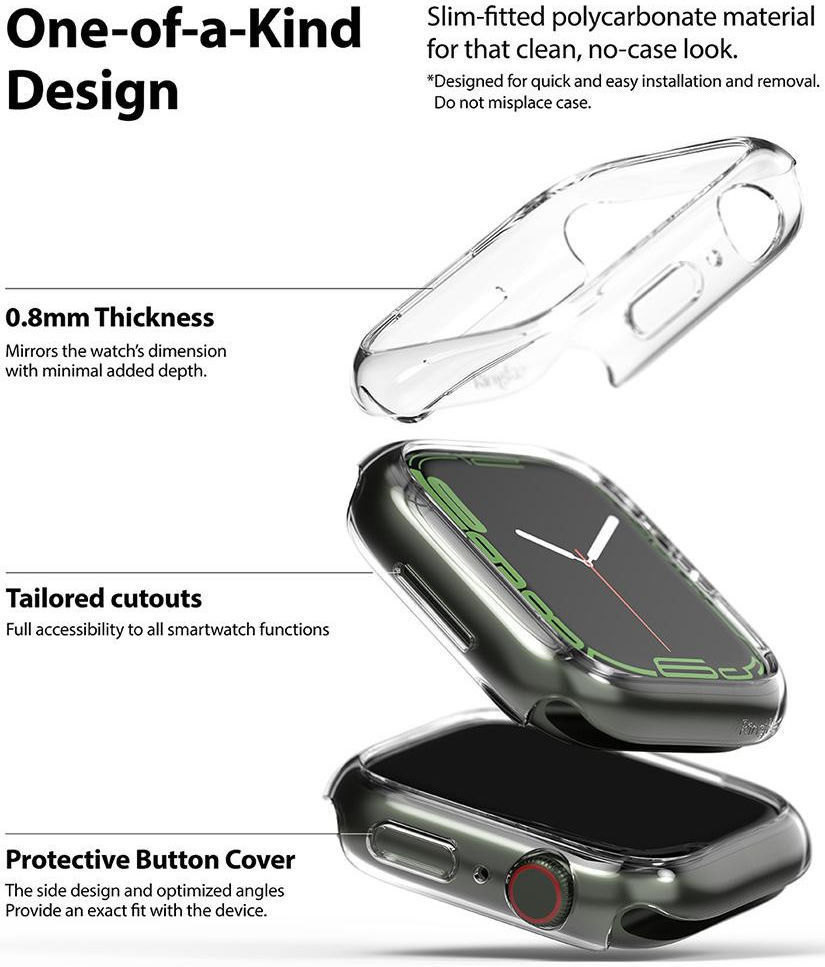 Ringke Slim Apple Watch 7/8/9 45MM Hoesje Transparant Grijs (2-Pack) afbeelding 2